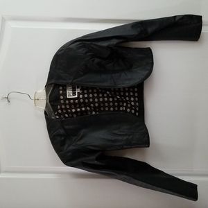 Vintage 80s Pelle Cuir Leather Bolero Jacket and Skirt (Small)